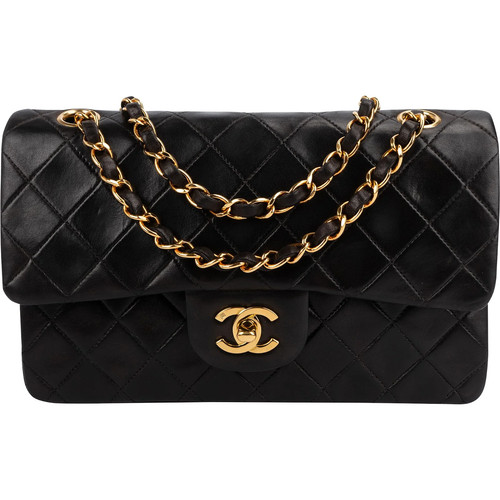 Chanel Quilted Lambskin 24K Gold Small Double Flap Shoulder Bag Coco CC Bag