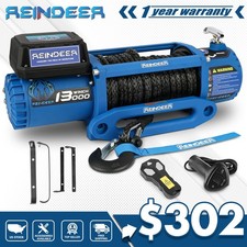 Reindeer Electric Winch 12v 13000lb Synthetic Rope Towing Truck 4wd Suv Off-road