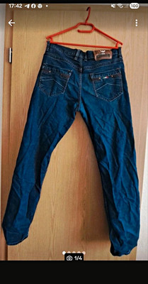 Armani Jeans Damen Jeans Denim Blau Straight Leg Five-Pocket Logo 2XL L80