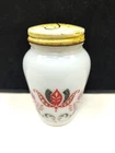 Antique Vintage Pepper Milk Glass Shaker FIRE KING Anchor USA Floral w Lid