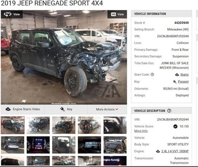 Used Automatic Transmission Assembly fits: 2019 Jeep Renegade AT engine ID EDE 9