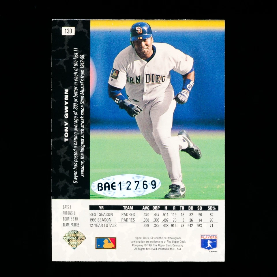 Tony Gwynn 1997 cubierta superior recompra automática/367 UDA auténtico 1994 cubierta superior SP Foto 2 de 4