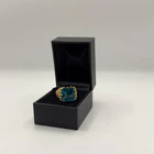 109- Womens Antique sterling Silver statement Blue aqua Ring Vintage