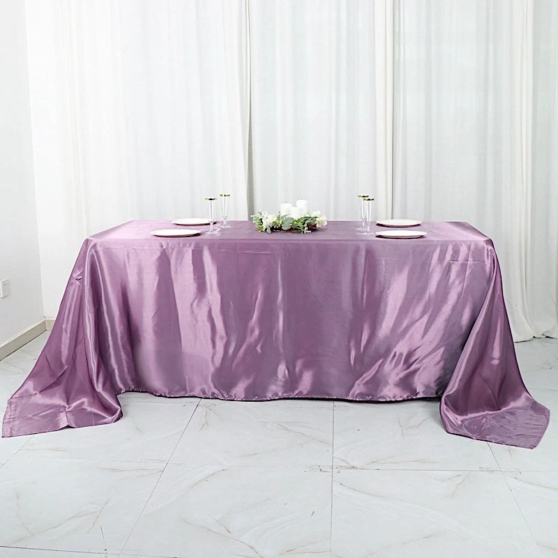 Violet Amethyst 90x132" RECTANGLE Satin TABLECLOTH Wedding Party Home Banquet - Image 2 of 4