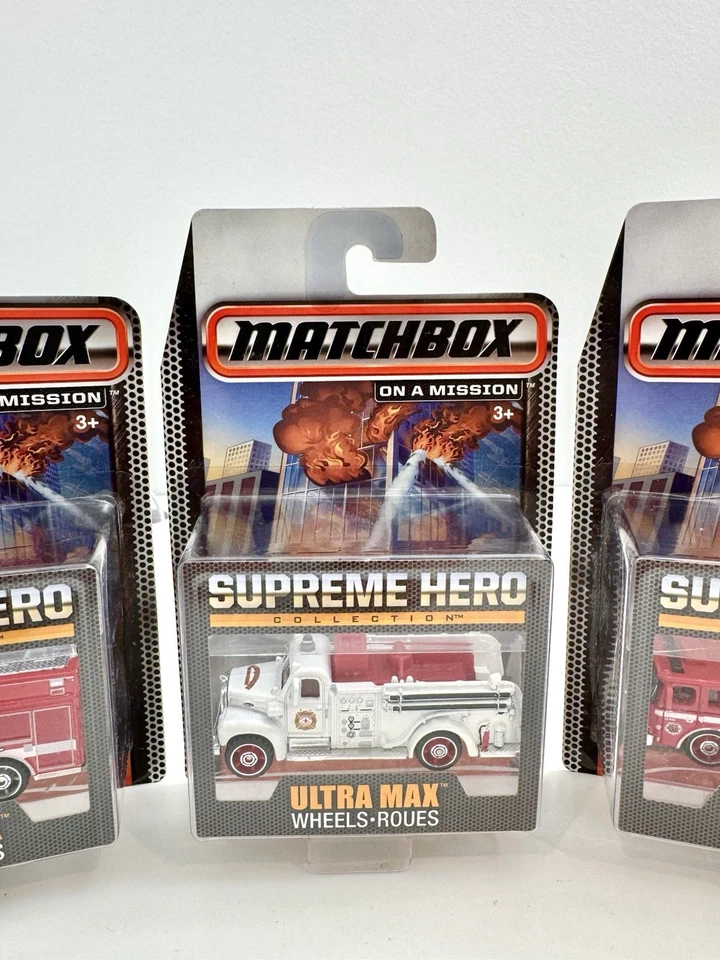 Matchbox Supreme Hero Lot of 3 Model Fire Engine Truck Ultra Max Wheels 2014  - Image 3 of 4