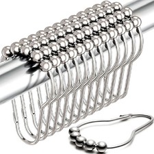 Shower Curtain Hooks Rust Proof Set of 12 - Stainless Steel Shower Curtain Rin