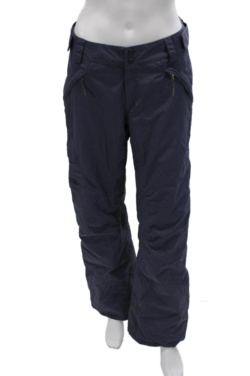 The North Face Womens Zipper Fly Straight Leg Logo Snow Pants Purple Size Medium