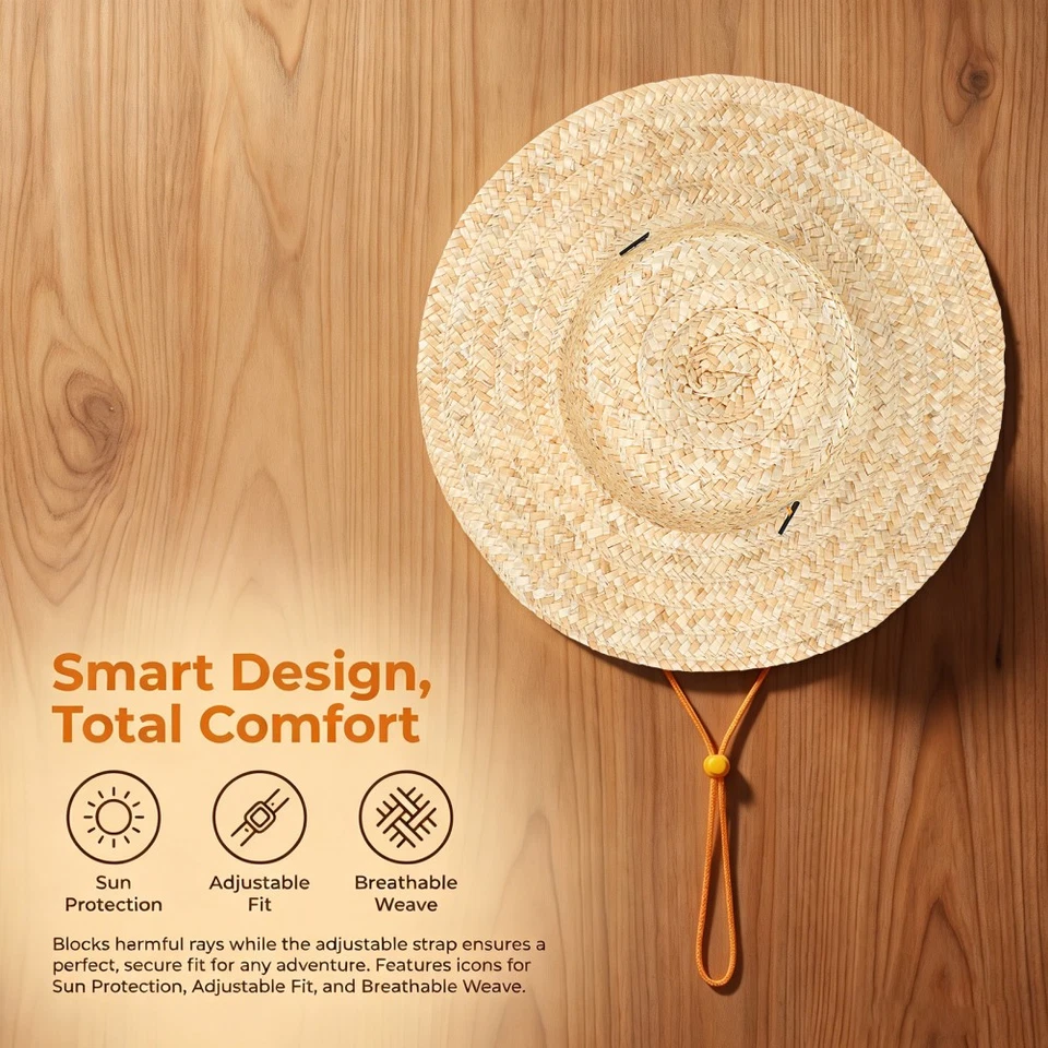 Costume De Fermier Pour Tout-petit Chapeau Plage En Paille Enfants Fille - Photo 3/4