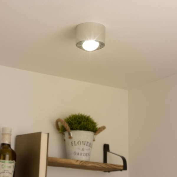 Led Aufbaustrahler Flach Rund Schwenkbar 5W Warmweiß Dimmbar Silber GebüRstet 23-image