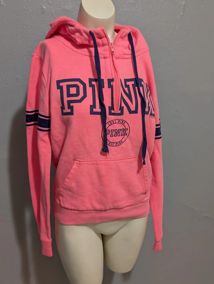 Sudadera con Capucha ROSA Victorias Secret Love S Cuarto Cremallera Logo Sudadera Gran Tamaño Preparación Foto 3 de 4