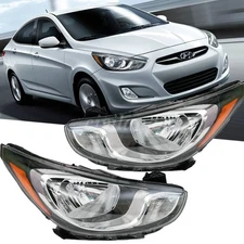 Pair Headlamp For 2012 2013 2014 Hyundai Accent Sedan Factory Halogen Headlights