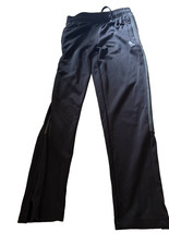 Adidas Track Pants Kids M 10/12 Black w/Gray Stripe Athletic Joggers Sweatpants
