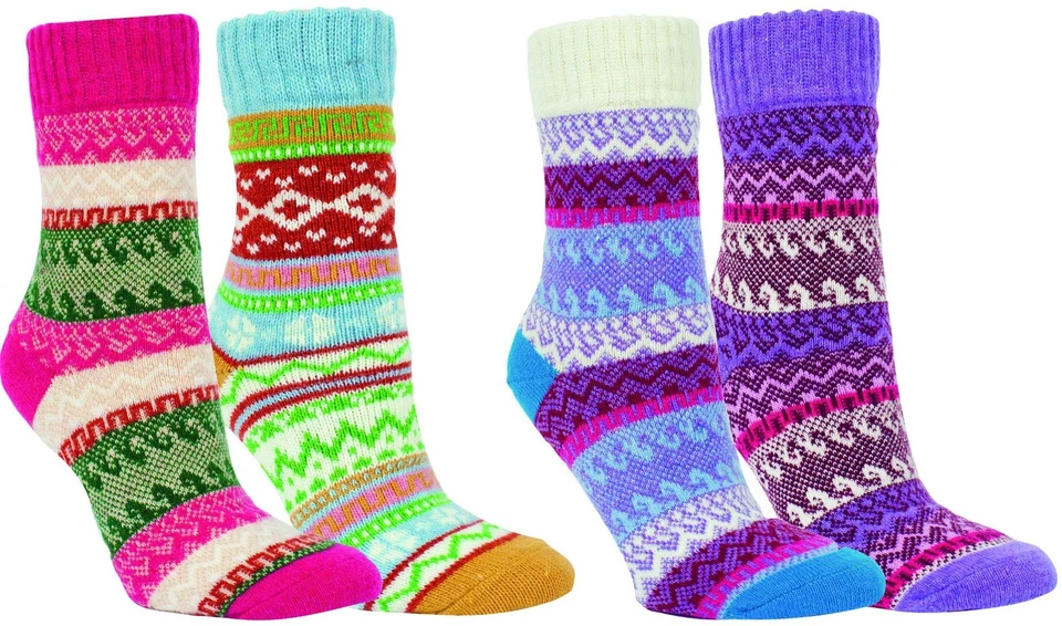 RS HARMONY 2 Paar warme und bunte Hygge Wollsocken Norweger Socken Schafwollsocken Damen