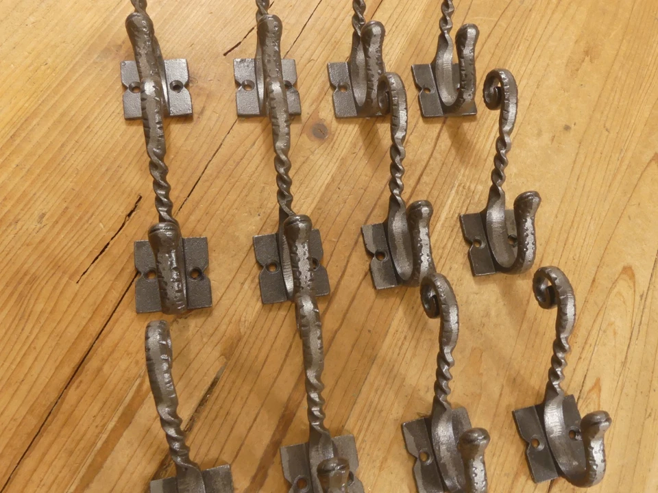 12 Iron Antique Style Coat Hooks Hat Rack Tree Restoration Industrial Fancy Lot - Image 3 of 4
