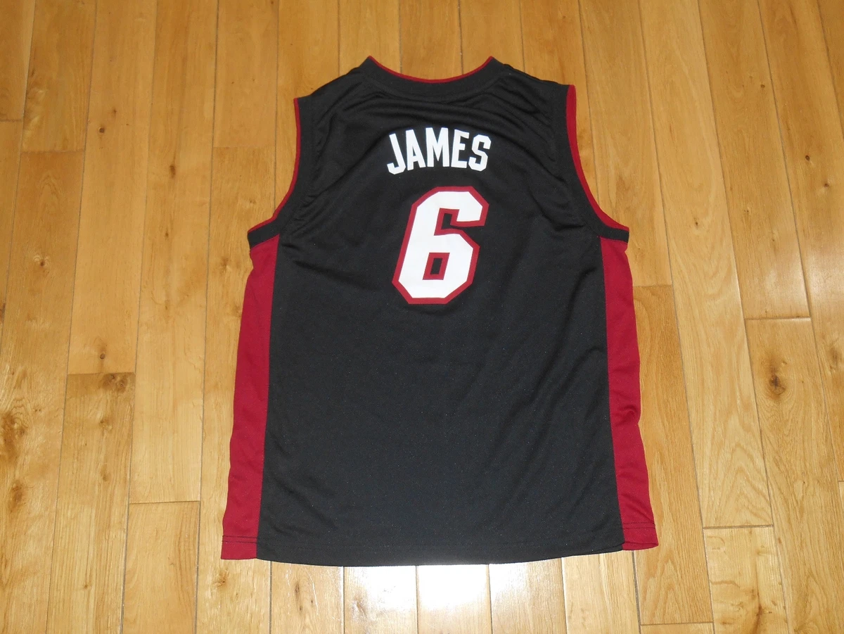 NBA Miami Heat LeBron James 6 Adidas Youth XL White Authentic Playoff Jersey