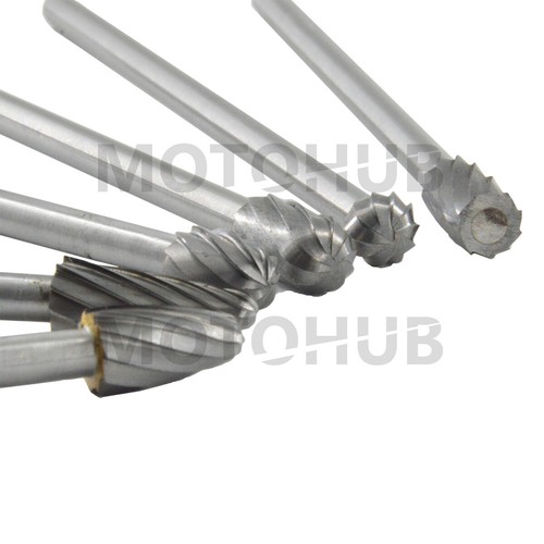 6pcs Rotary File Cut Burr 1/4" Carbide Burs Cast Iron Steel Alloy Metal Copper - Picture 5 of 10
