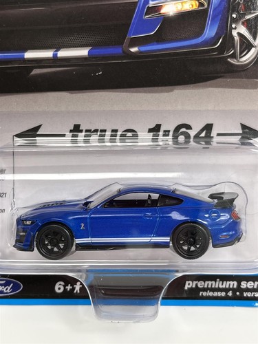2021 Shelby GT500 Carbono Fibra Rastrear Paquete Velocidad Azul 1:64 Autoworld - Imagen 2 de 4