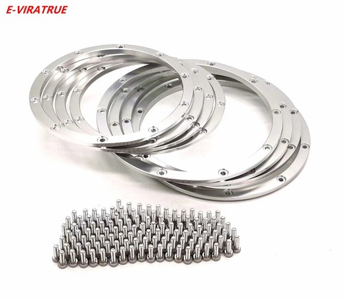 E-VIRATRUE Aluminum Outer&Inner Lock Rings For HPI BAJA 5B 1/5 Silver (8pcs) - 第 1/4 張圖片