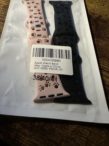 Pair Of Paw Print Apple Watch Bands Pink And Black Size 38/40/41 - Zdjęcie 2 z 2
