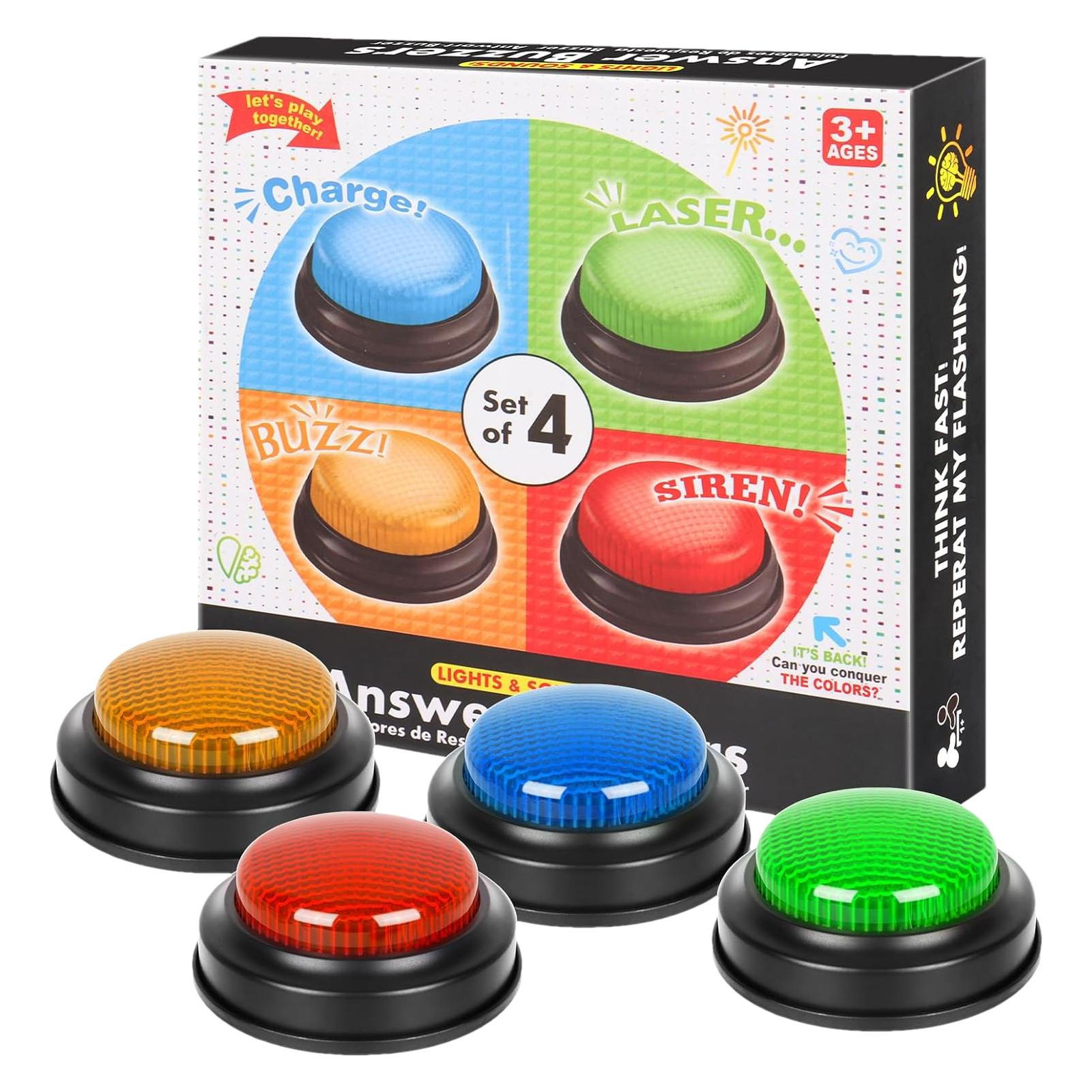 Interactive Game Show Buzzers - 4-Pack for Kids Ages 3+ in Bright Colors-image