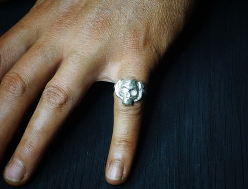 Norge Skull Ring, Handmade, Ethical Solid Silver, Size M1/2, By Clovis - Picture 9 of 17