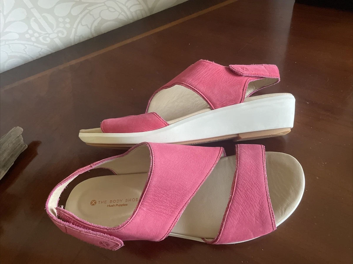 Hush Puppies Sandal Women s 10 Wide Low Wedge Sandals Pink Glitter