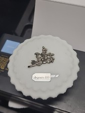 Barattolo portagioie ceramica argento 800 vintage disegno floreale su coperchio 