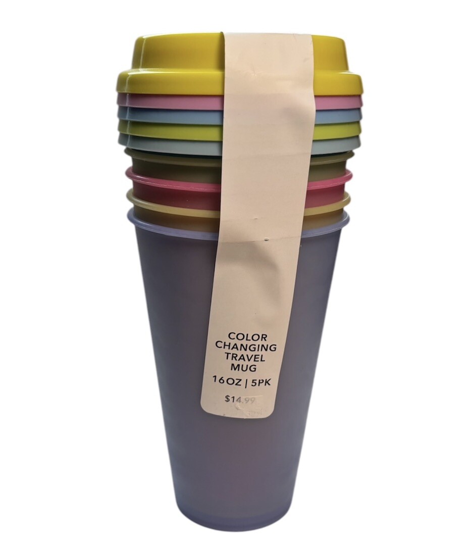 Color Changing Reusable 16 oz Coffee Mug Cup Tumbler with Lid Set of 5 NEW  Cold | eBay