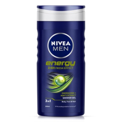 Nivea Men Body Wash Energy Mint Extracts Shower Gel For Body Face & Hair 250ml