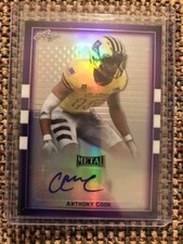 ANTHONY COOK Texas 2018 Leaf Army All-American Football Purple Flag AUTO 4/7