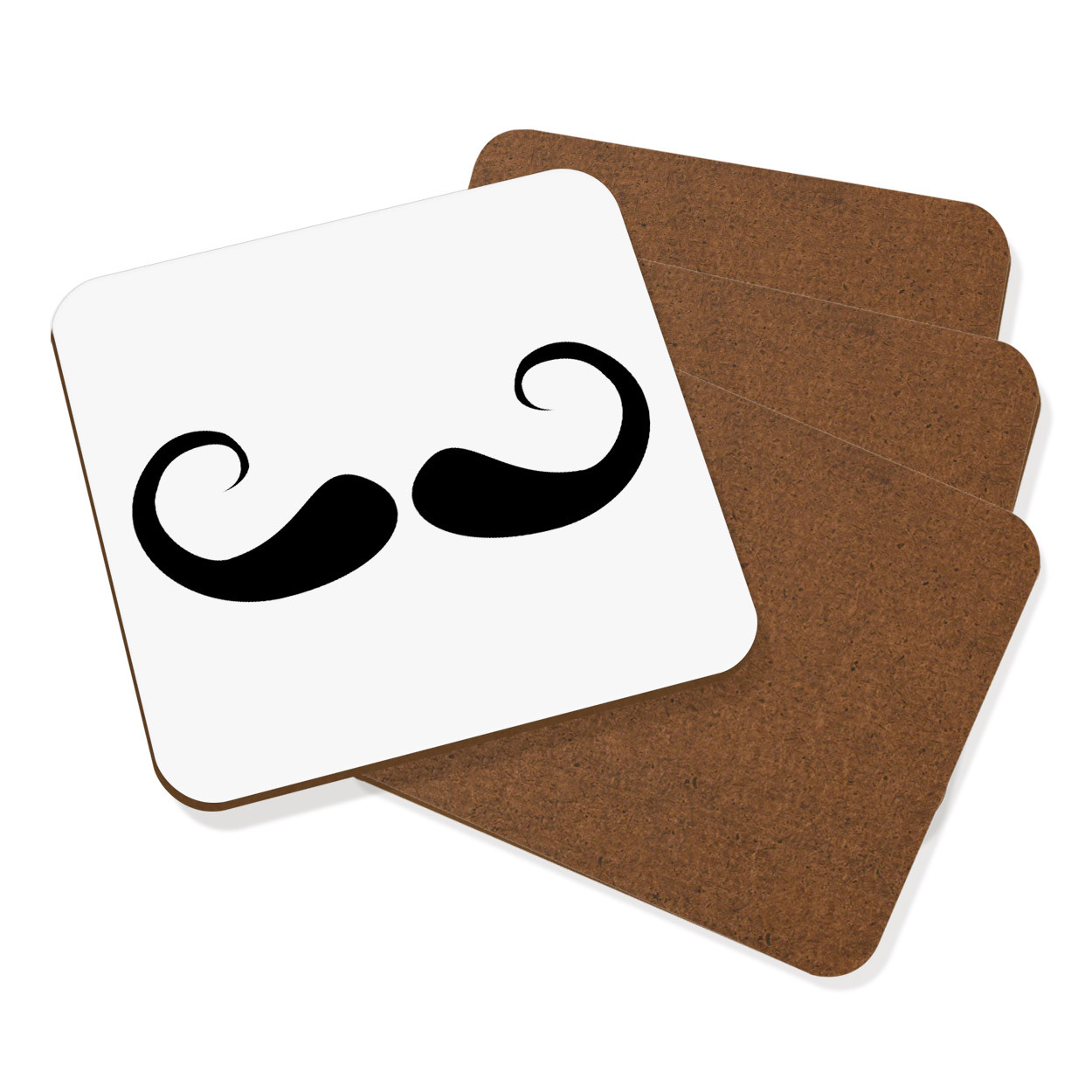 Imperial Moustache Coaster Drinks Mat Set Of 4 - Funny Mens Hipster Beard