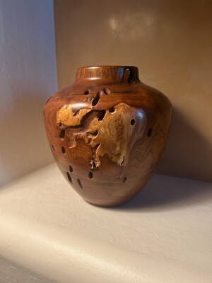 Signed B. Rance Hand Turned Mesquite Vase, Vintage 1995