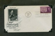 First Day Issue Cancelled  Joseph Pulitzer Centenary 1947  