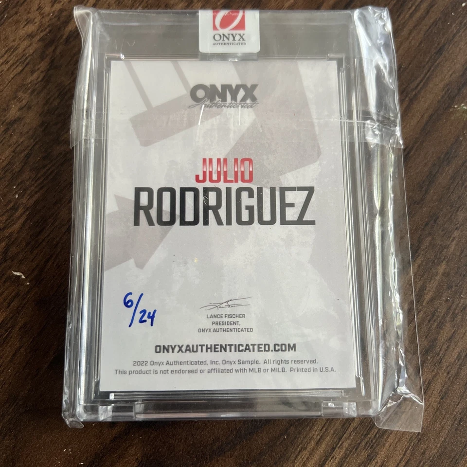 Julio Rodriguez 2022 Onyx On Card Ink Auto SSP /24 Mariners Rookie On Air Johnso - Image 3 of 3