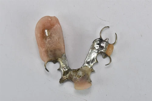 Vintage METAL PARTIAL DENTURES BRIDGE DENTAL TEACH MEDICAL ODDITY #07800