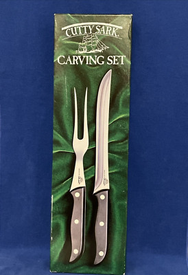Vintage 2 Piece Set CUTTY SARK Scotch Carving Fork & Knife NIB