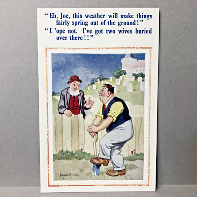 Postcard Donald McGill Comic Spring Ive Got Two wives Buried Over There !!