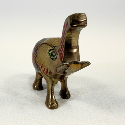 Vintage kleiner Messing Elefant emailliert Figur 2,75"x2,25" Indien - Bild 2 von 5