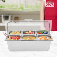 2*Food Serving Container Flip Top Serving Container with Lid+12 Spoons & Clamps