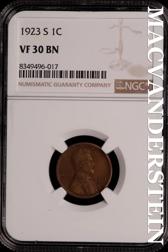1923-S Lincoln Wheat Cent - NGC VF 30 BN - Scarce  No Reserve  #SLH27
