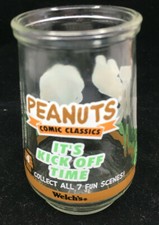 Peanuts Snoopy Glass Welch's Jar #4 Comic Classics Kick Off Time Lucy Charlie B