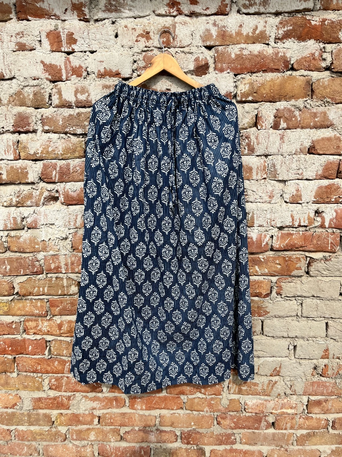 New Cotton Blue Indigo Floral Skirt Indian Women's Clothing Partywear Skirts US