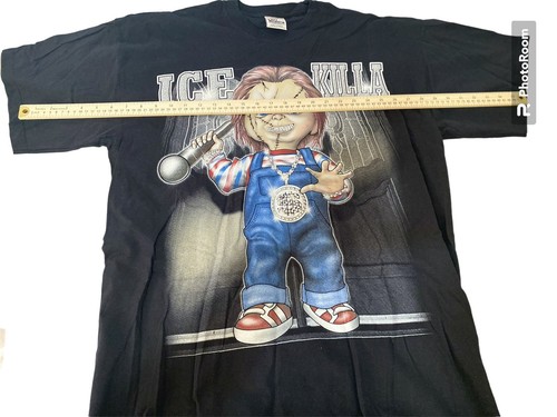 Vtg Pro Club Black Chucky Ice Killa XLTall T-Shirt Horror Hip Hop W/Rhinestones - Picture 10 of 10