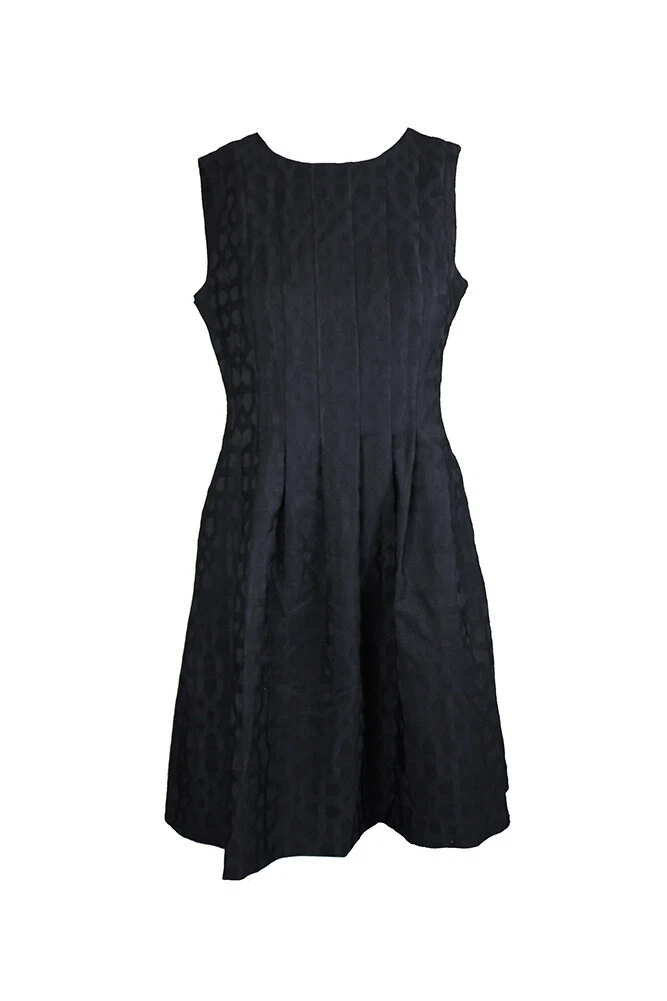 Anne Klein Black Printed Fit Flare Dress 6 eBay