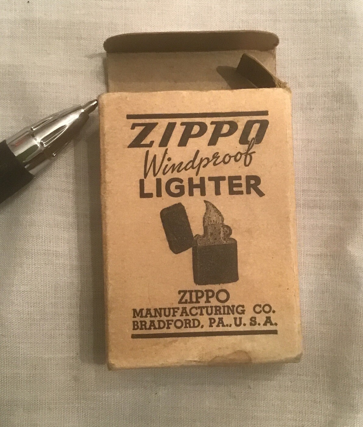 Vintage Zippo Black Crackle Lighter 3 Barrel WW11 W/Original Box