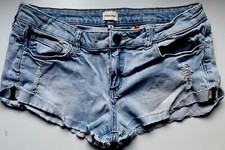SNEAK PEEK Women's Size M Medium Distressed Jean Denim Shorts Stretch Low Rise