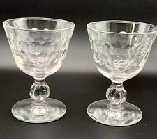 Set of 2 - Libby Glass Honeycomb Patterned “Baguette” Liquor/Cocktail Glasses