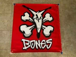 Vtg. Powell Peralta “RAT BONES” Banner 36 1/2"H X 35”W - Bones Brigade, Hawk