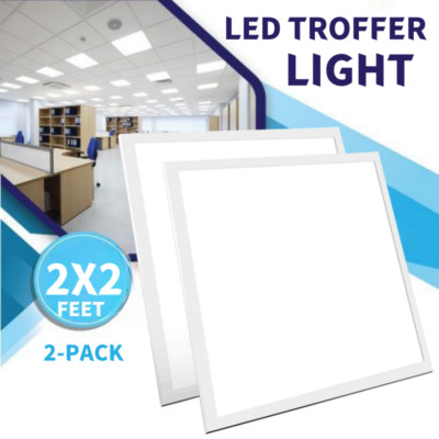 2X White 2x2FT LED Flat Panel Light 45W 5000K Daylight Drop Ceiling Light Office