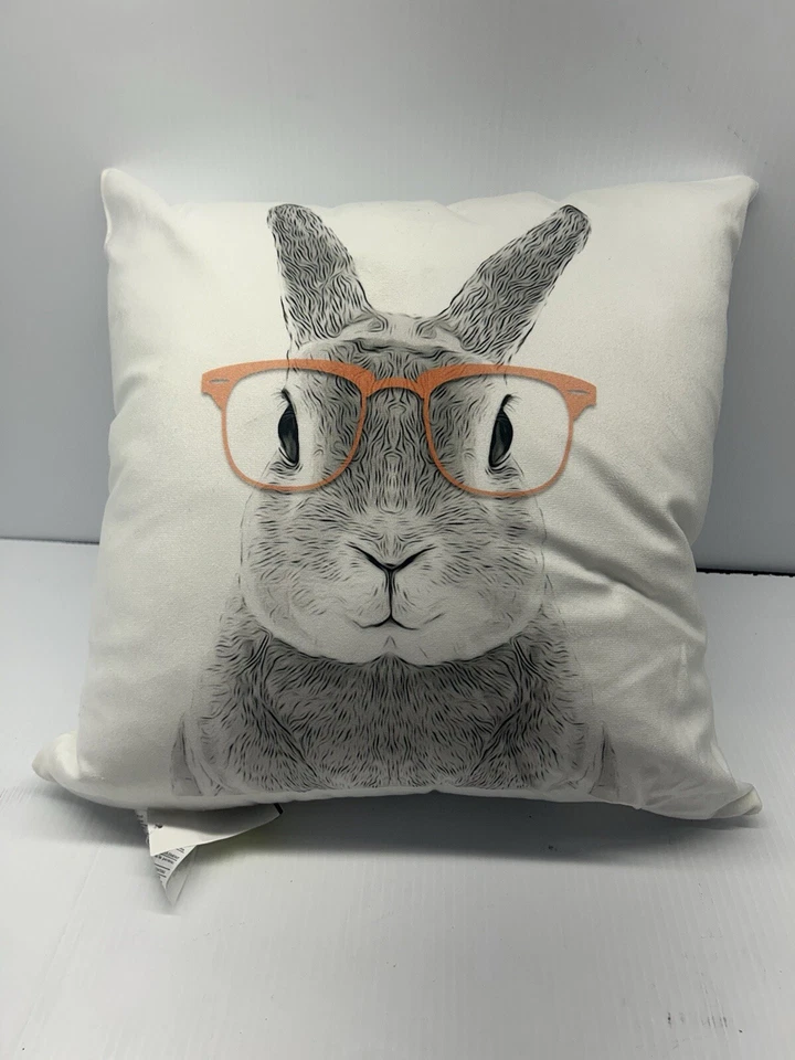 Stupell Home Decor Bunny-Rabbit Soft Gray Decorative Pillow ( 18x18) - Image 2 of 3